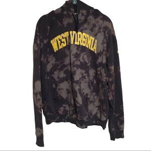 West Virginia University Champion up-cycled & distressed navy blue hoodie size L